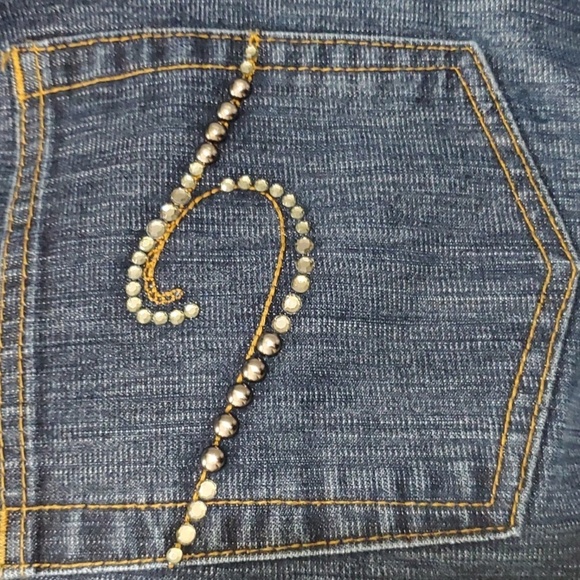 Chico's jeans women's chicos size 0 equals US size 4 blue embellished pockets - Picture 2 of 15